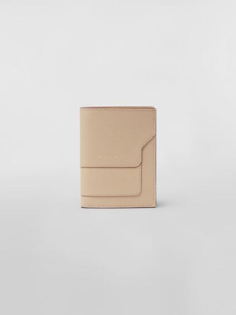 Marni BEIGE SAFFIANO LEATHER BI-FOLD WALLET