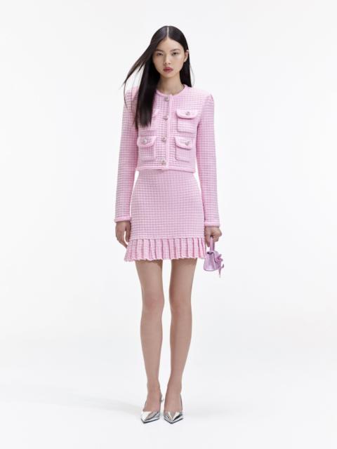 self-portrait Pink Sequin Textured Knit Jacket