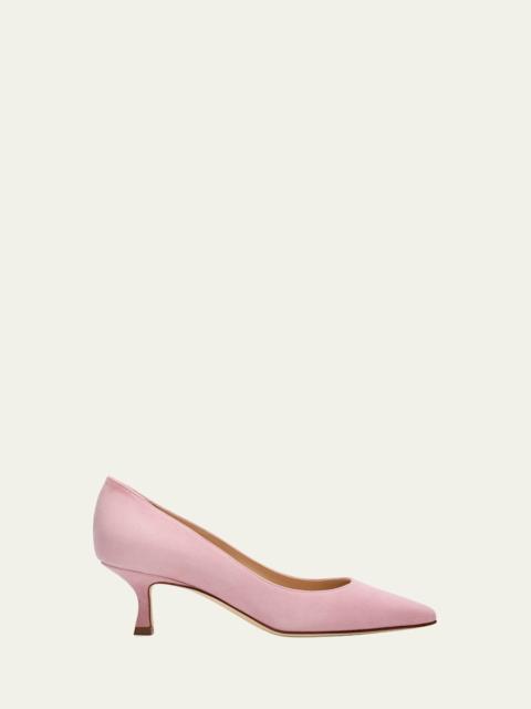 Manolo Blahnik Srila Suede Kitten Heel Pumps