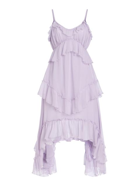 RODARTE Ruffled Silk Chiffon Midi Dress purple