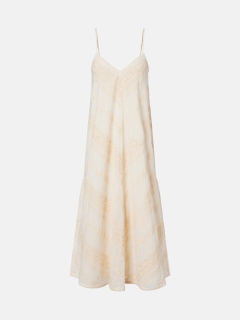 juliet dunn Embroidered cotton midi dress