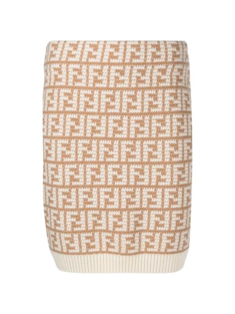 FENDI FF-logo pattern knit skirt