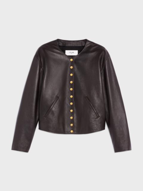Pure collar jacket with snap buttons in soft lambskin