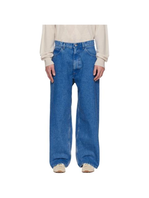 Marni Blue Bleached Coated Jeans
