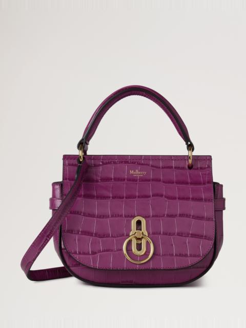 Mulberry Small Amberley Satchel Top Handle Orchid Bloom Shiny Small Croc