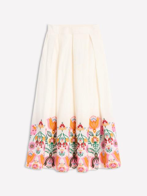 BODEN Verity Embroidered Linen Skirt-Ivory