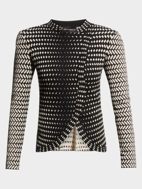 EMPORIO ARMANI Knit Jacket w/ Asymmetrical Overlap