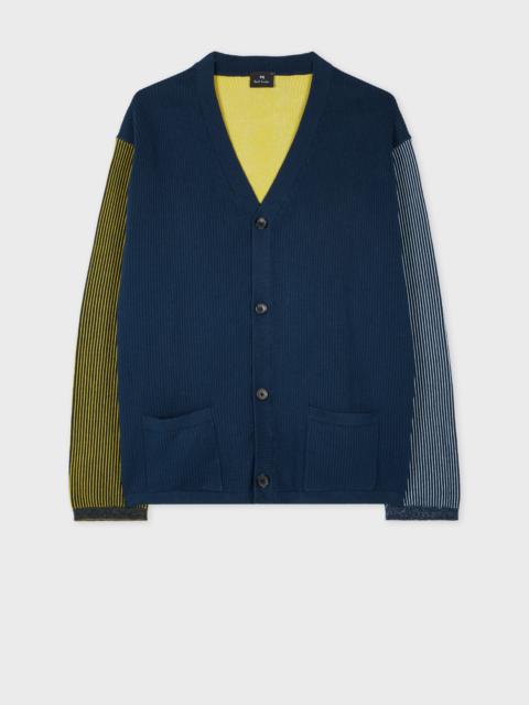Paul Smith Navy Mixed-Panel Cotton Cardigan