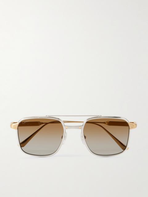 Cartier Santos Aviator-Style Gold and Silver-Tone Titanium Sunglasses