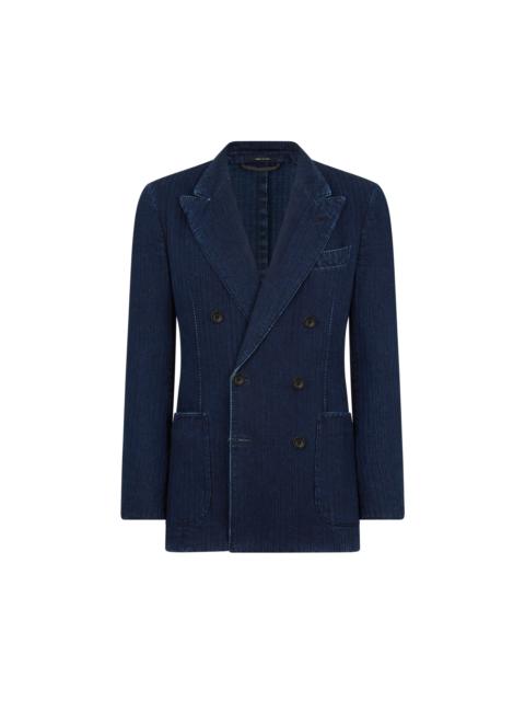 TOM FORD INDIGO HERRINGBONE JACKET