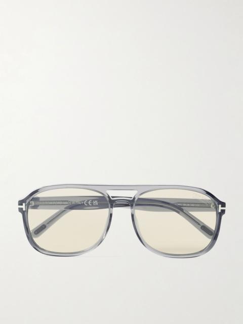 TOM FORD Rosco aviator-style acetate sunglasses Gray