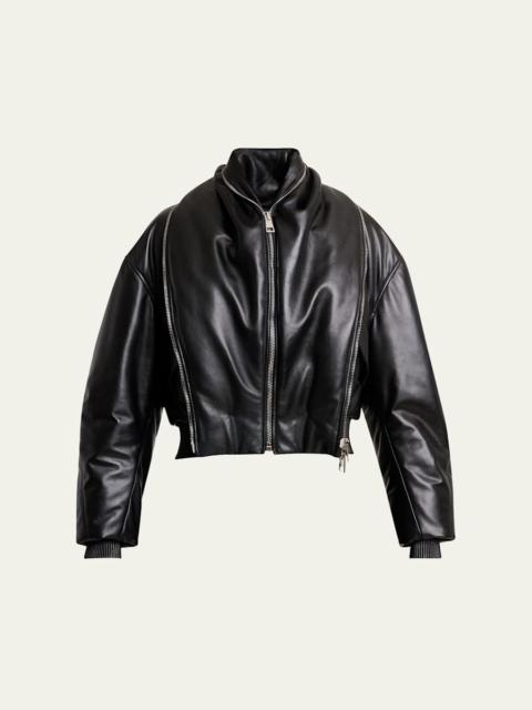 Givenchy Double Shawl-Collar Leather Crop Bomber Jacket