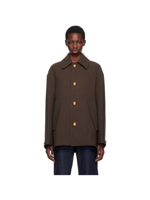 AMI Paris Brown Short Belted Coat