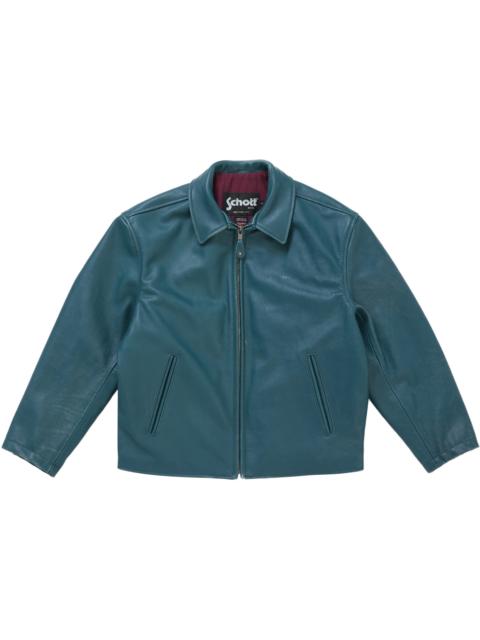 Supreme Supreme Schott Leather Racer Jacket (FW25) Teal