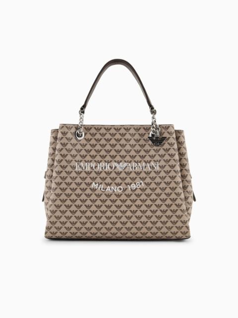 EMPORIO ARMANI All-over eagle handbag with Milano 1981 logo print