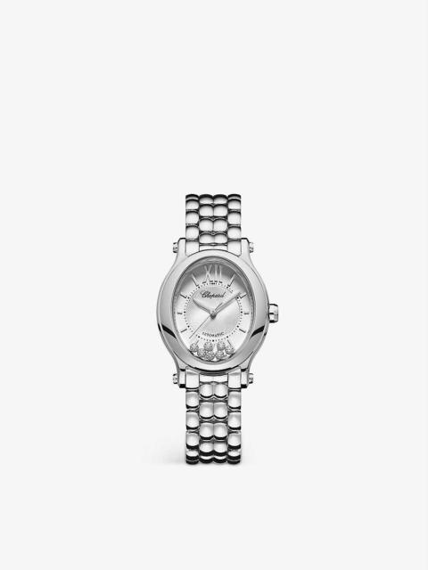 278602-3002 Happy Sport Oval stainless steel and diamond watch