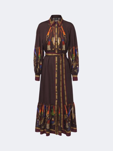Etro Printed wool and silk-blend twill shirt dress