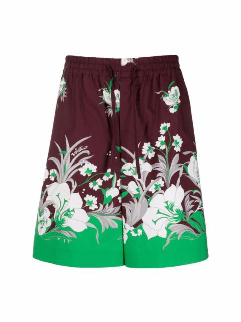 floral-print drawstring shorts