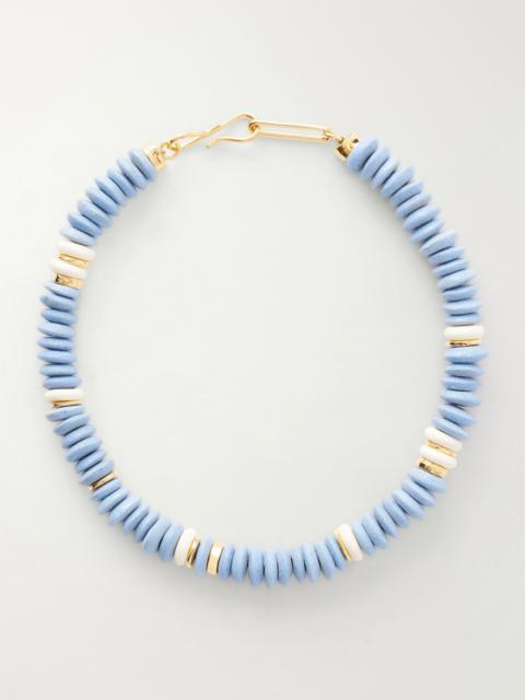 LIZZIE FORTUNATO Laguna gold-plated beaded necklace Sky blue