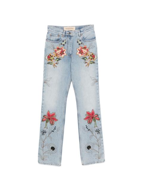 Valentino floral-embroidery jeans