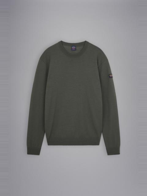 Paul & Shark MERINO WOOL CREW NECK WITH ICONIC BADGE