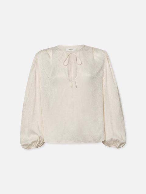 Cinched Sleeve Popover Blouse in Cream