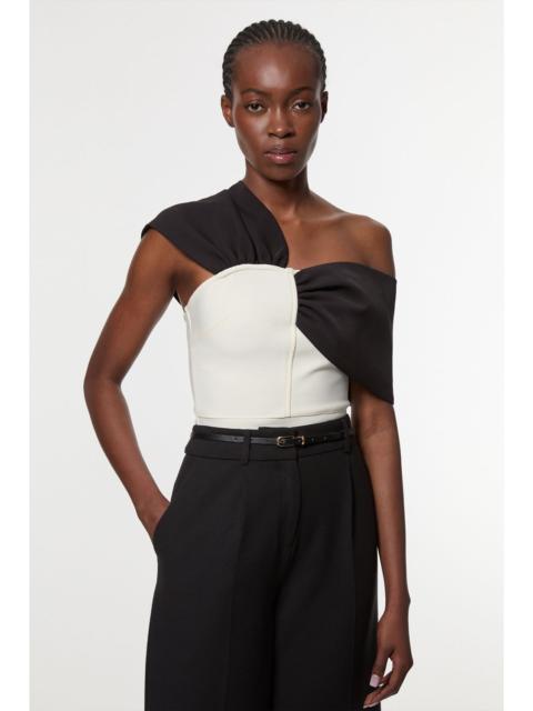 KAREN MILLEN Figure Form Bandage Knit Asymmetric Strap Top