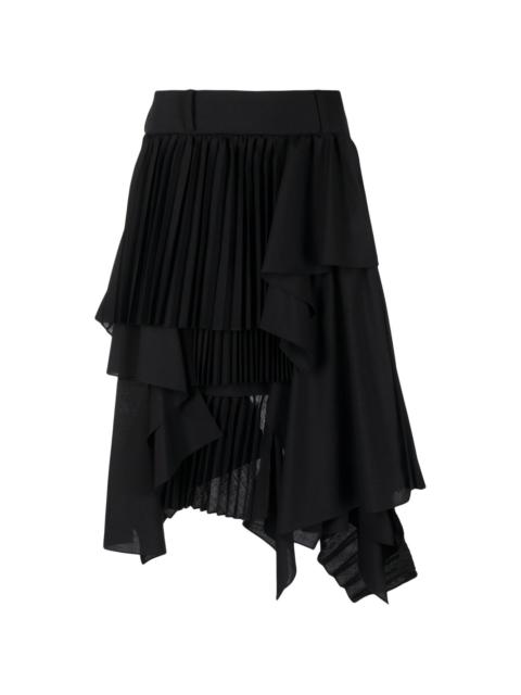 sacai asymmetric pleated skirt