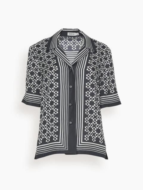 SIMKHAI Koda Short Sleeve Button Down Shirt in Black