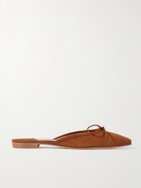 Manolo Blahnik Ballerimu bow-detailed suede mules Tan