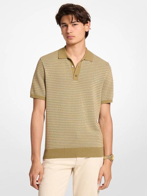 MICHAEL KORS Two-Tone Knit Polo Shirt