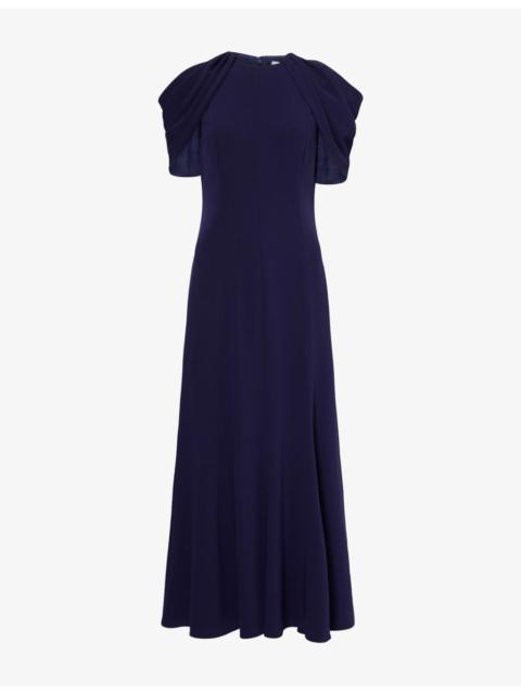 ROLAND MOURET Cape Sleeveless Woven Maxi Dress