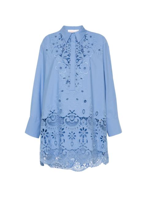 Valentino floral-embroidered cotton mini dress