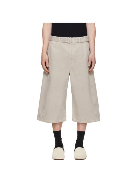 Lemaire Taupe Wide-Leg Belted Denim Shorts