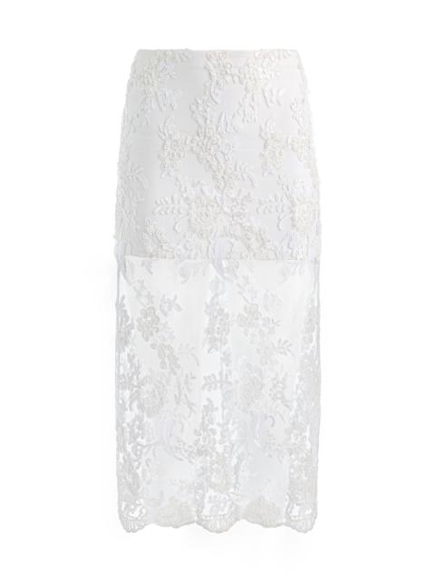 Alice + Olivia MEDINE EMBELLISHED LACE MIDI SKIRT