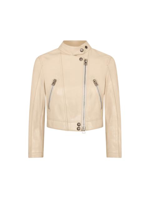 TOM FORD CROPPED LEATHER BIKER JACKET
