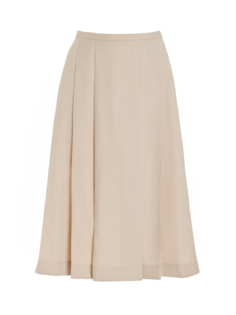 Vosa Pleated Wool Midi Skirt neutral