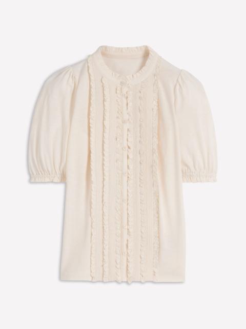 BODEN Eda Ruffle Front Shirt-Ivory