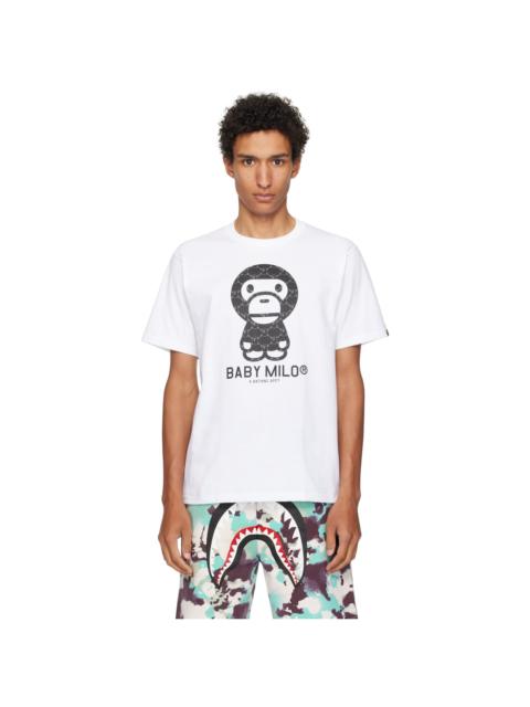 A BATHING APE® White College Monogram Baby Milo T-shirt