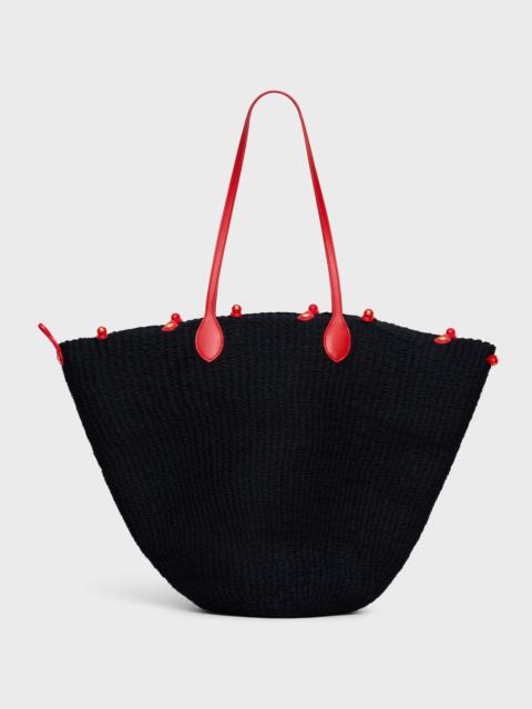 CELINE LARGE TRIOMPHE BEADS BASKET IN SISAL RAFFIA AND CALFSKIN
