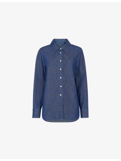 WHISTLES Patch-Pocket Long-Sleeve Denim Shirt