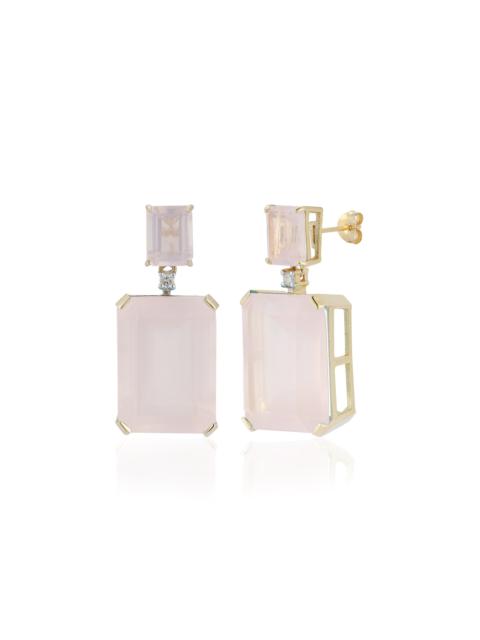 Frame 14K Yellow Gold Quartz Earrings pink