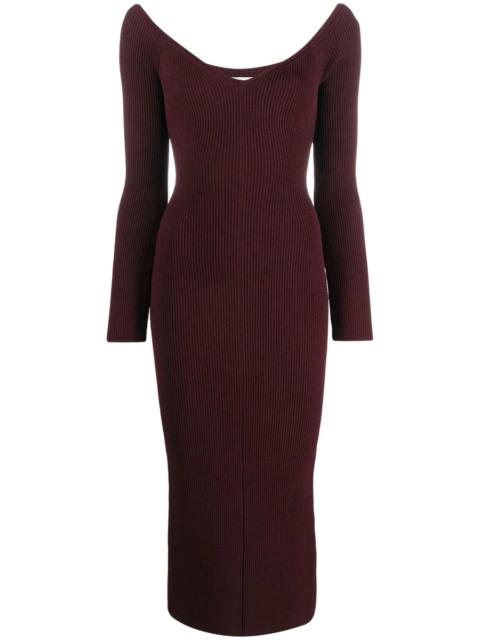 ribbed knit midi dress