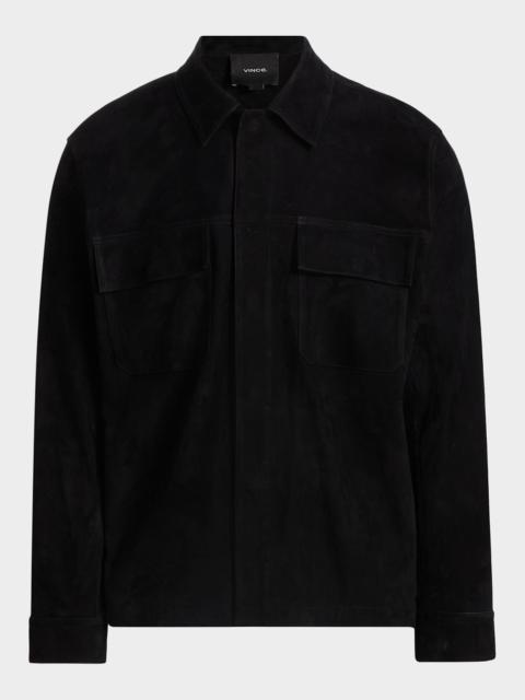 Vince Men's Suede Snap-Front Shirt Jacket