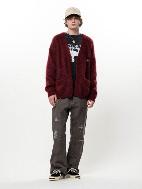 KAMIYA Embroidered Shaggy Mohair Knit Cardigan