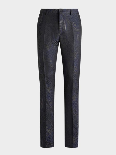 Etro Men's Paisley Jacquard Flat-Front Trousers