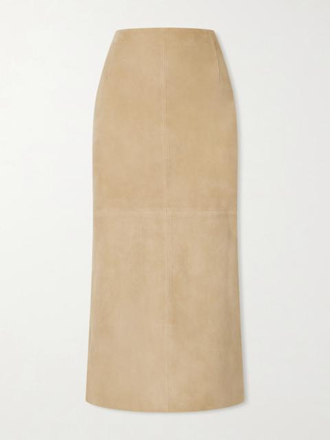 NOUR HAMMOUR Selly Suede Midi Skirt