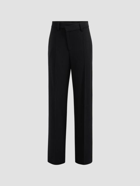 Brunello Cucinelli Women's Virgin Wool Gabardine Wrap-front Trousers with Monili - Black