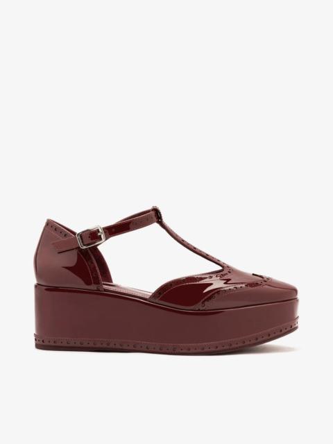 Larroudé Luna Flatform Sandal Burgundy Patent Leather