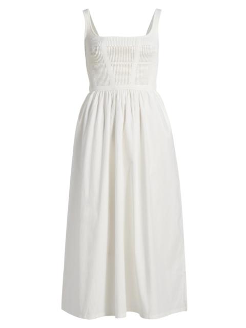 REISS Women's Kori Mix-Media Midi-Dress - Ivory